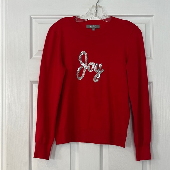 Marled by Reunited Clothing Sweaters - Women's Red Sweater with Joy Design